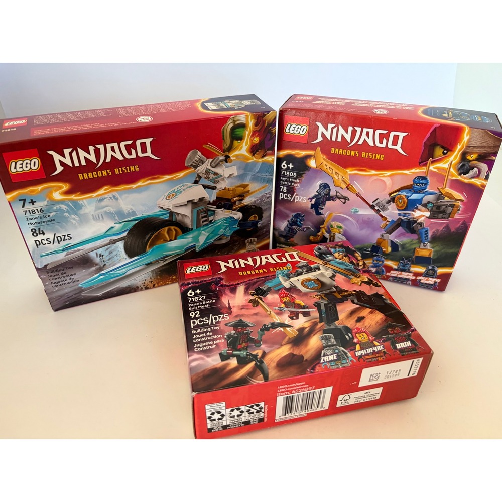 3 NIB Lego Ninjago Dragons Rising Ice Motorcycle Mech Battle Pack Suit